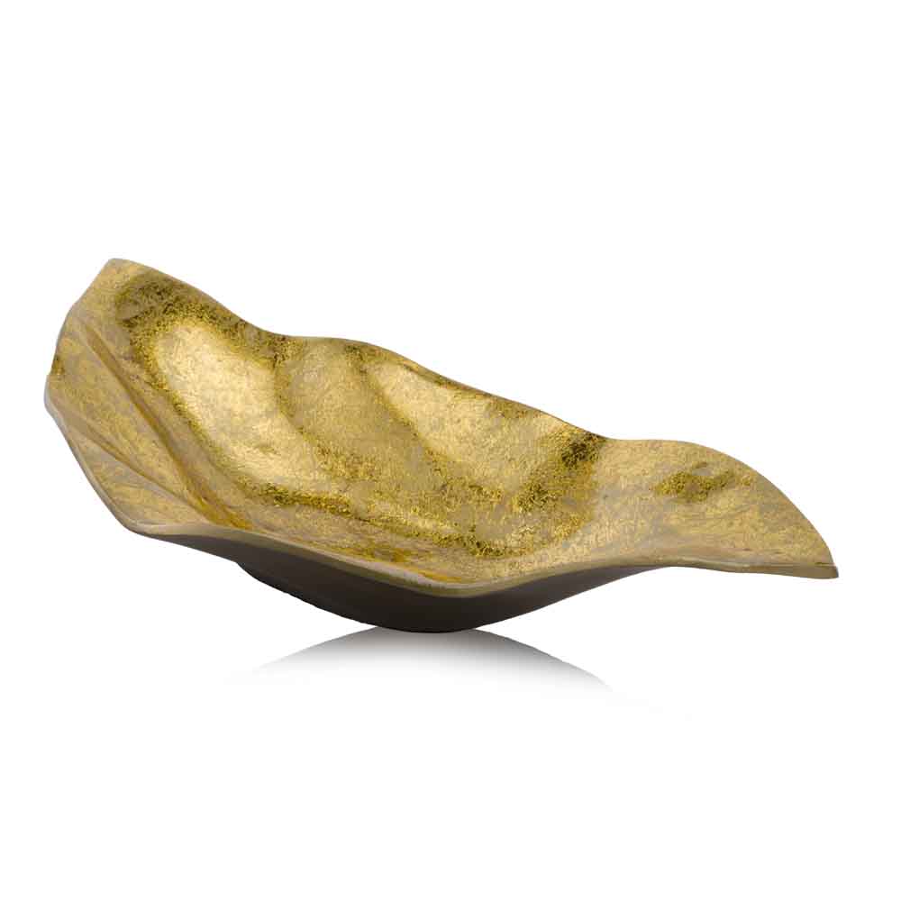18" Gold Modern Wavy Aluminum Centerpiece Bowl - Image 2