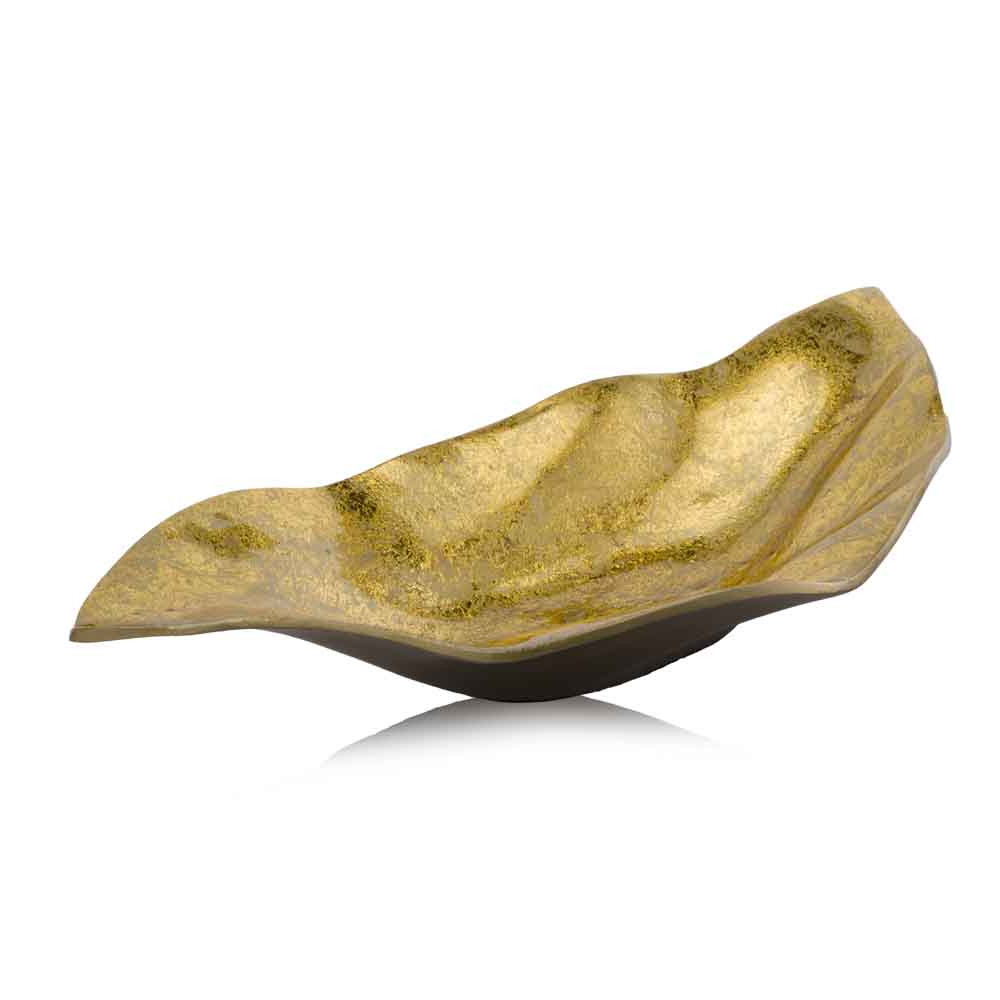 18" Gold Modern Wavy Aluminum Centerpiece Bowl - Image 3
