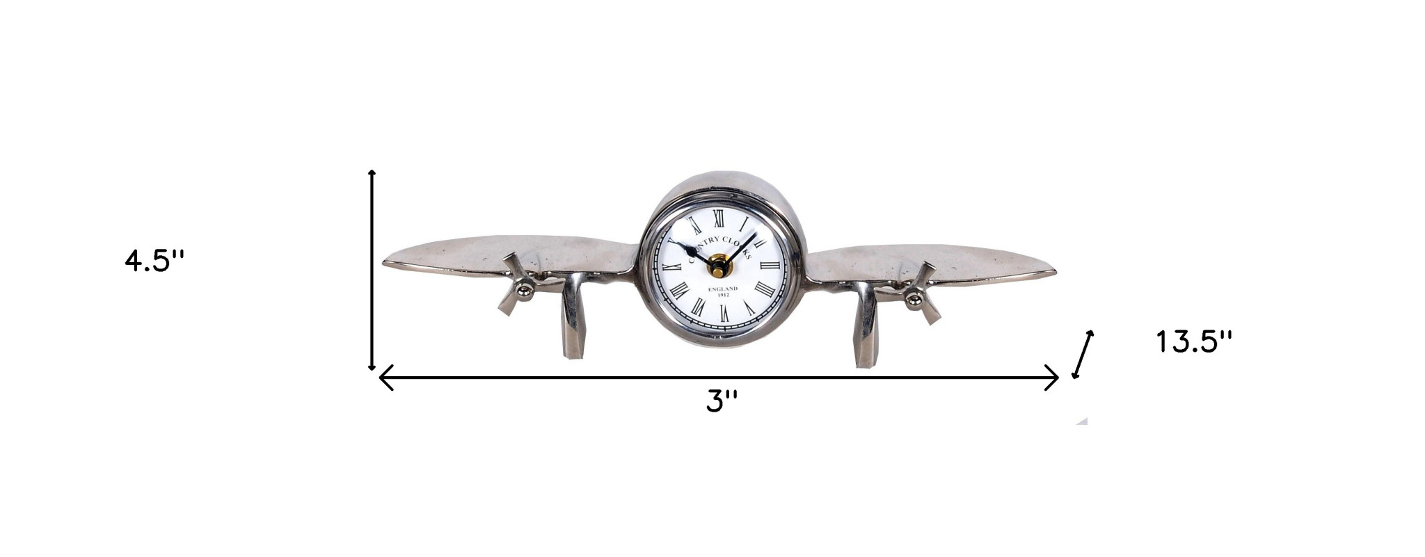3" Novelty Nickel Metal And Glass Analog Wall Clock - Image 6