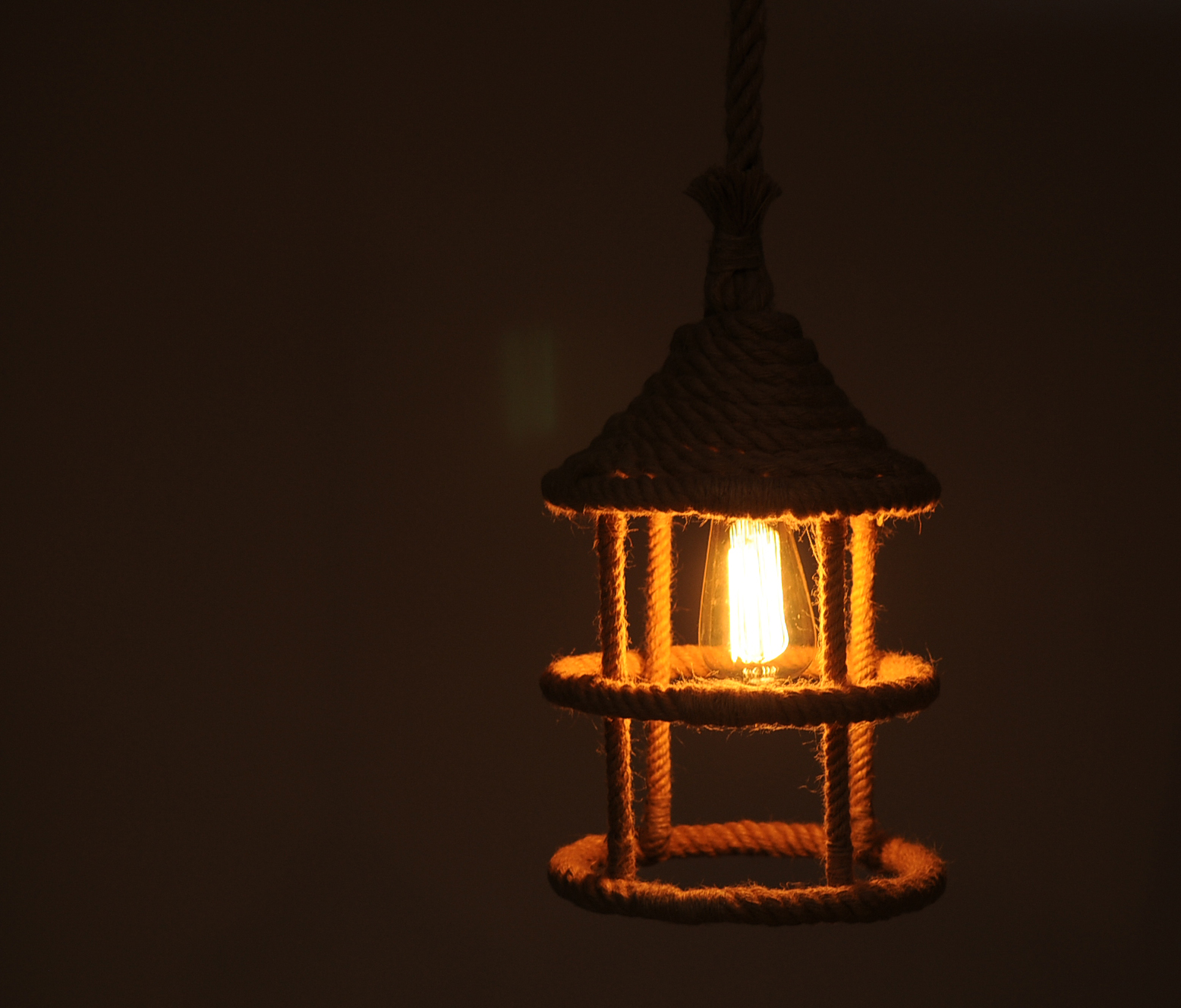 Beige and Black Iron and Rope Ceiling Light - Image 8