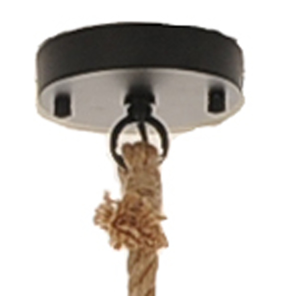 Beige and Black Iron and Rope Ceiling Light - Image 6