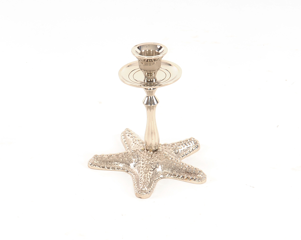 5" Silver Brass Starfish Tabletop Candle Holder - Image 5