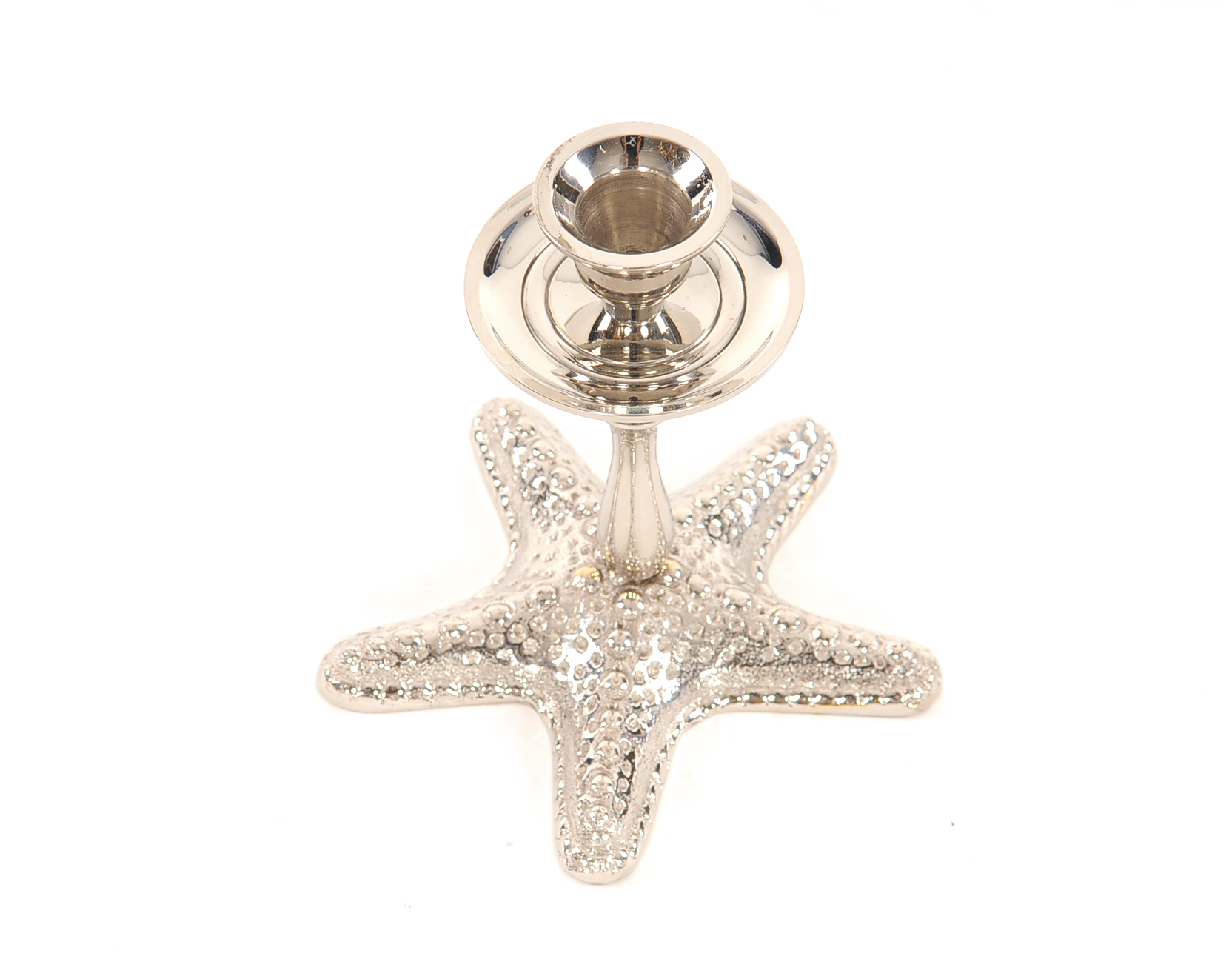 5" Silver Brass Starfish Tabletop Candle Holder - Image 4