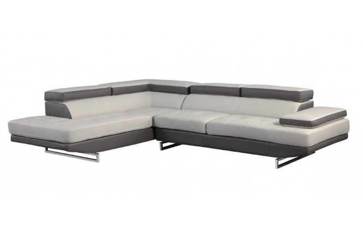 Gray Leather L Shaped Two Piece Corner Sectional - Image 8