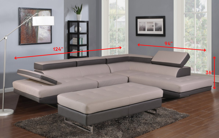 Gray Leather L Shaped Two Piece Corner Sectional - Image 10
