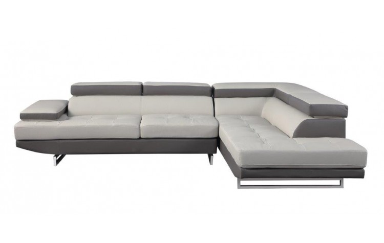 Gray Leather L Shaped Two Piece Corner Sectional - Image 4