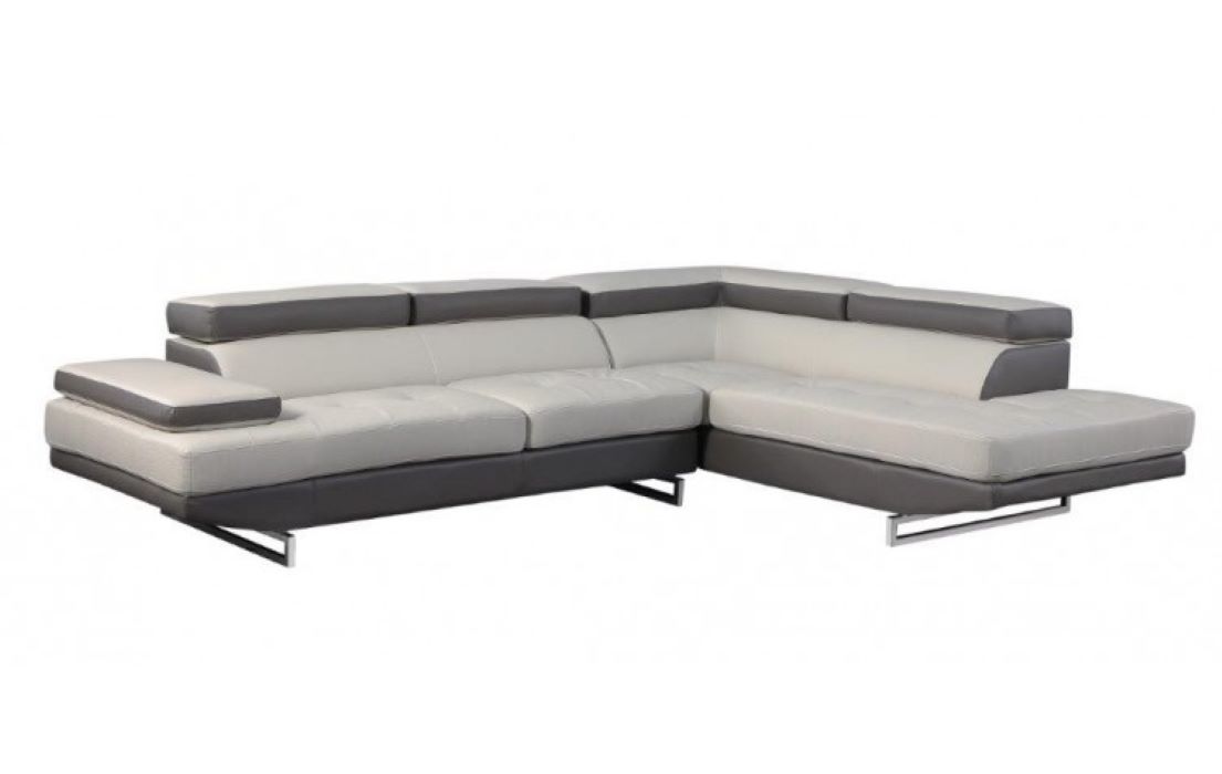 Gray Leather L Shaped Two Piece Corner Sectional - Image 5