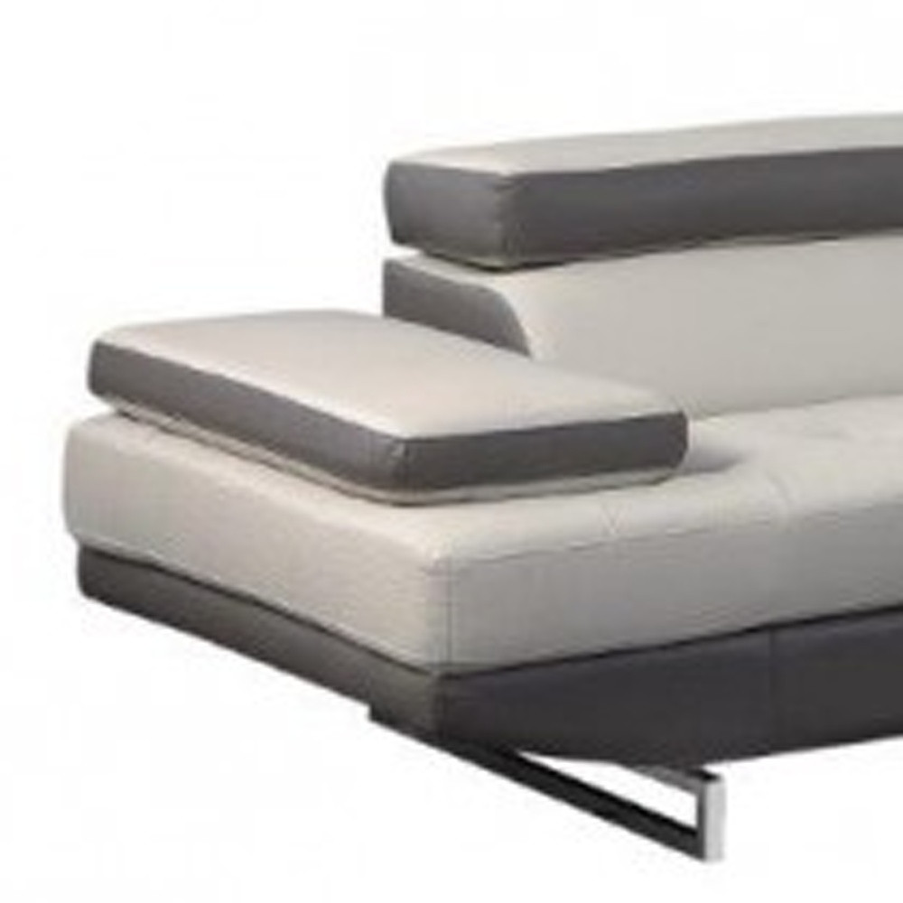 Gray Leather L Shaped Two Piece Corner Sectional - Image 7