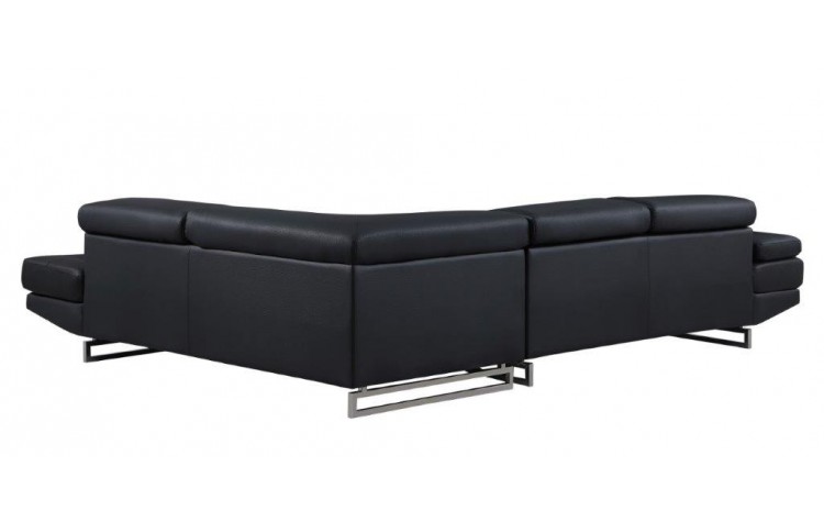 Black Leather L Shaped Two Piece Corner Sectional - Image 2