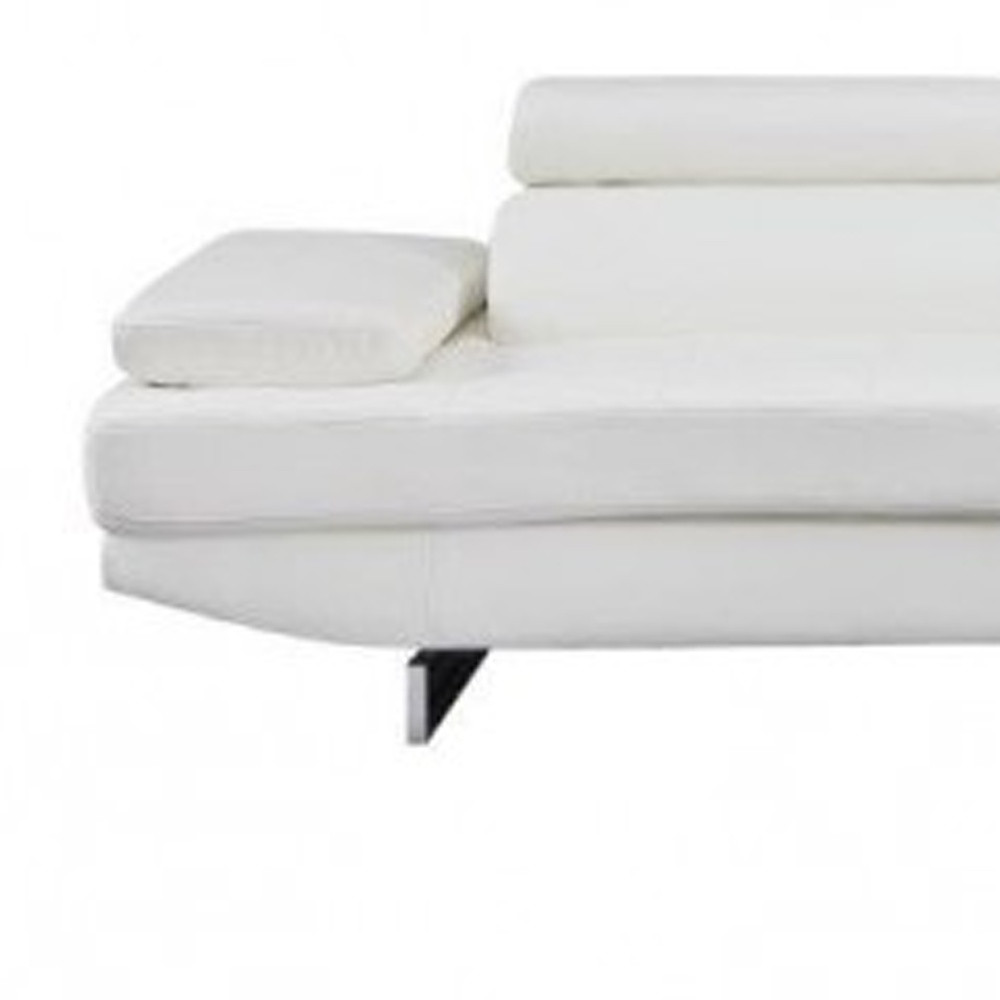 White Leather L Shaped Two Piece Corner Sectional - Image 7