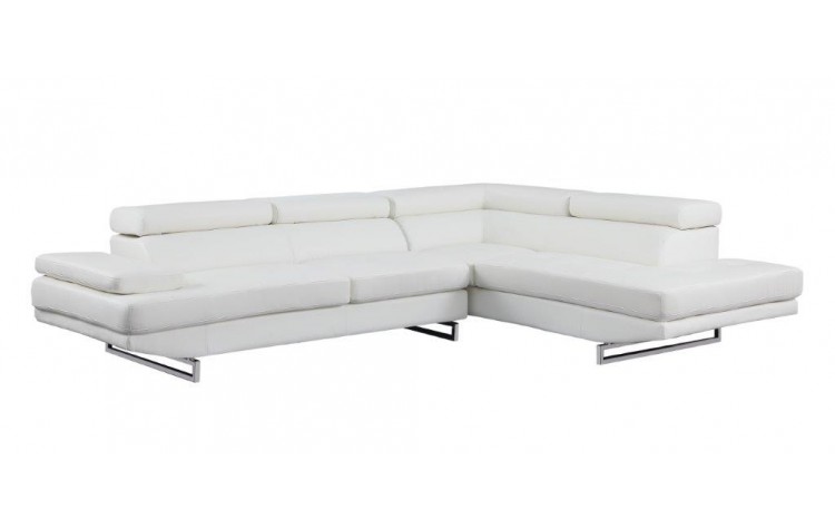 White Leather L Shaped Two Piece Corner Sectional - Image 3