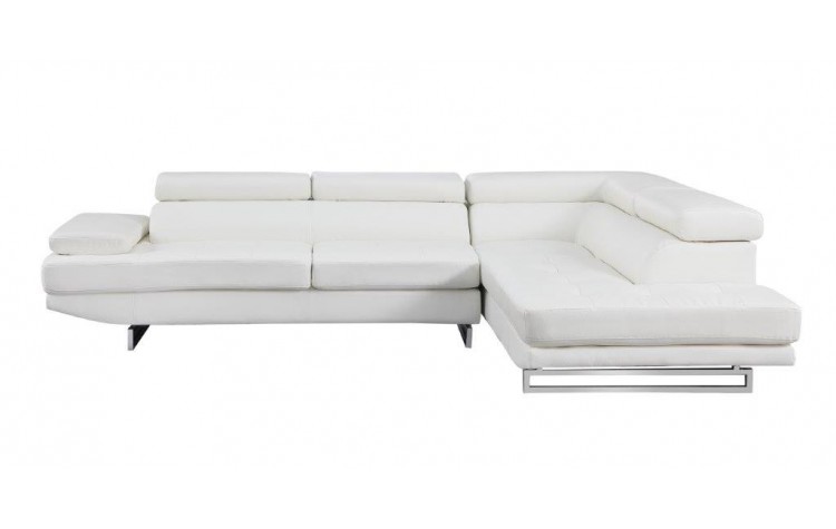 White Leather L Shaped Two Piece Corner Sectional - Image 2
