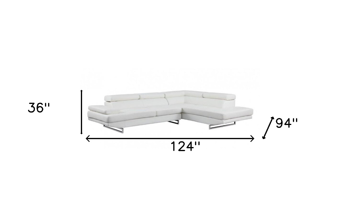 White Leather L Shaped Two Piece Corner Sectional - Image 9