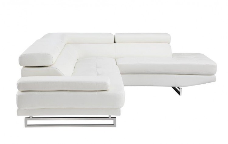 White Leather L Shaped Two Piece Corner Sectional - Image 5