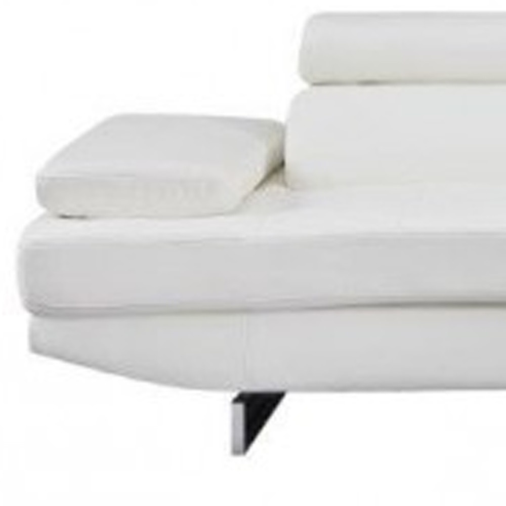 White Leather L Shaped Two Piece Corner Sectional - Image 6