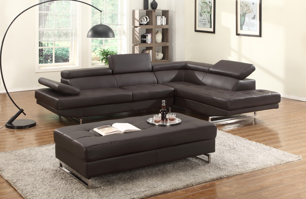 Brown Leather L Shaped Two Piece Corner Sectional - Image 5