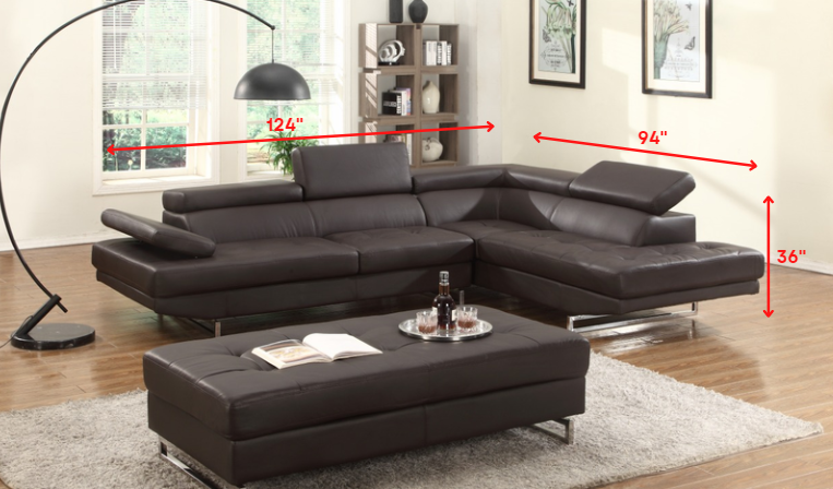 Brown Leather L Shaped Two Piece Corner Sectional - Image 6
