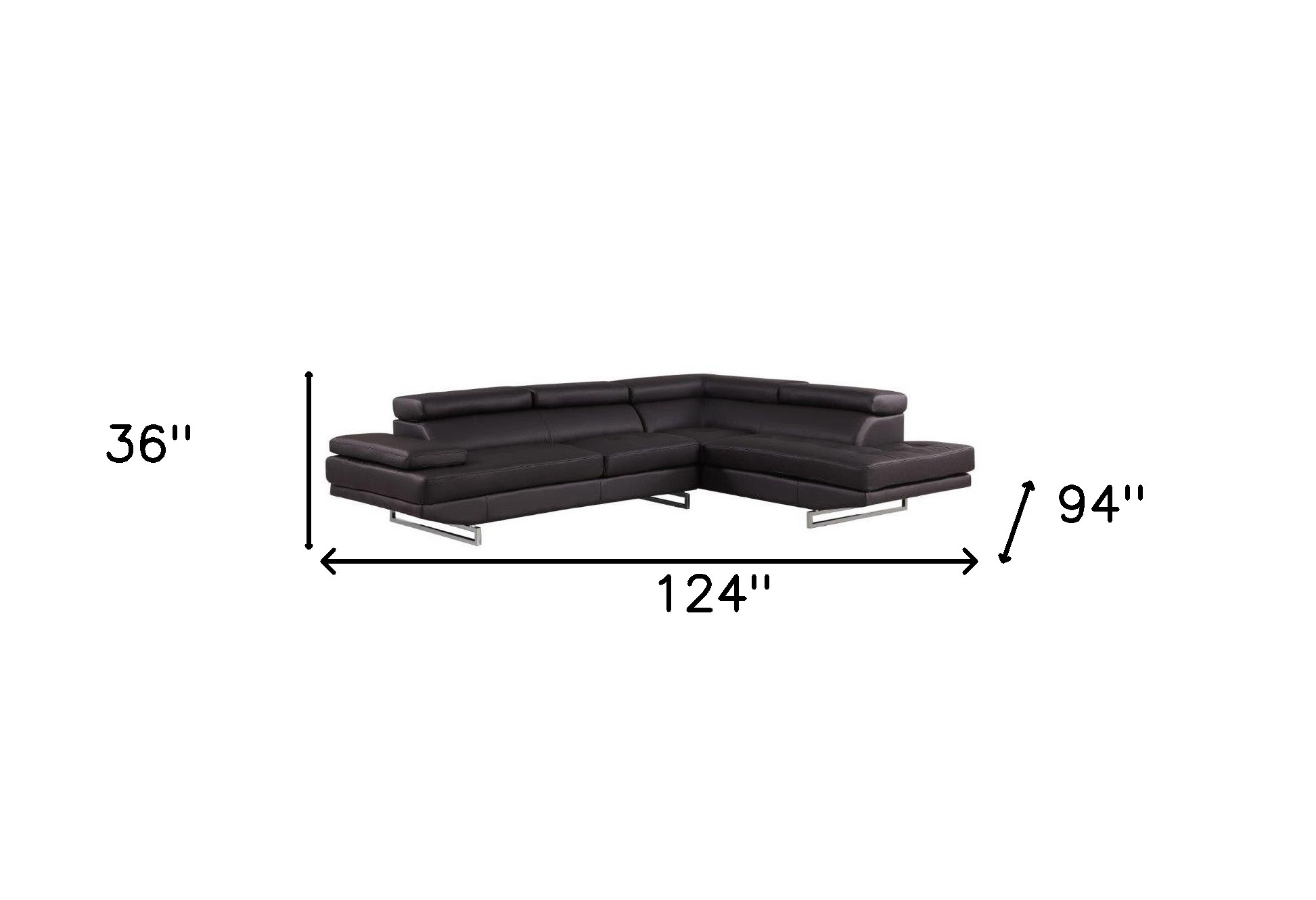 Brown Leather L Shaped Two Piece Corner Sectional - Image 7