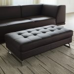63" Brown and Silver Faux Leather Tufted Ottoman