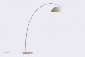 91" White Steel Arched With White Metal Shade