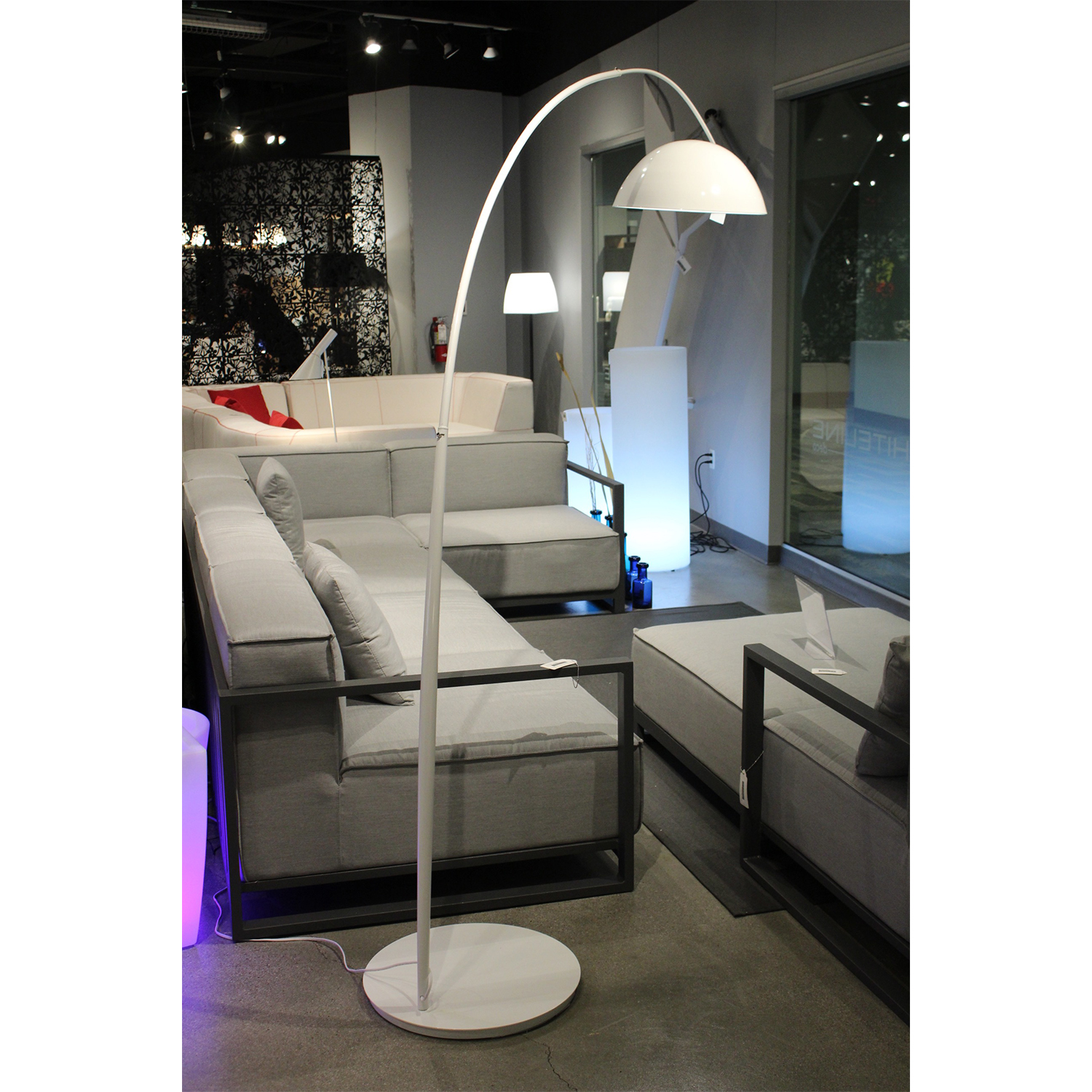 91" White Steel Arched With White Metal Shade - Image 5