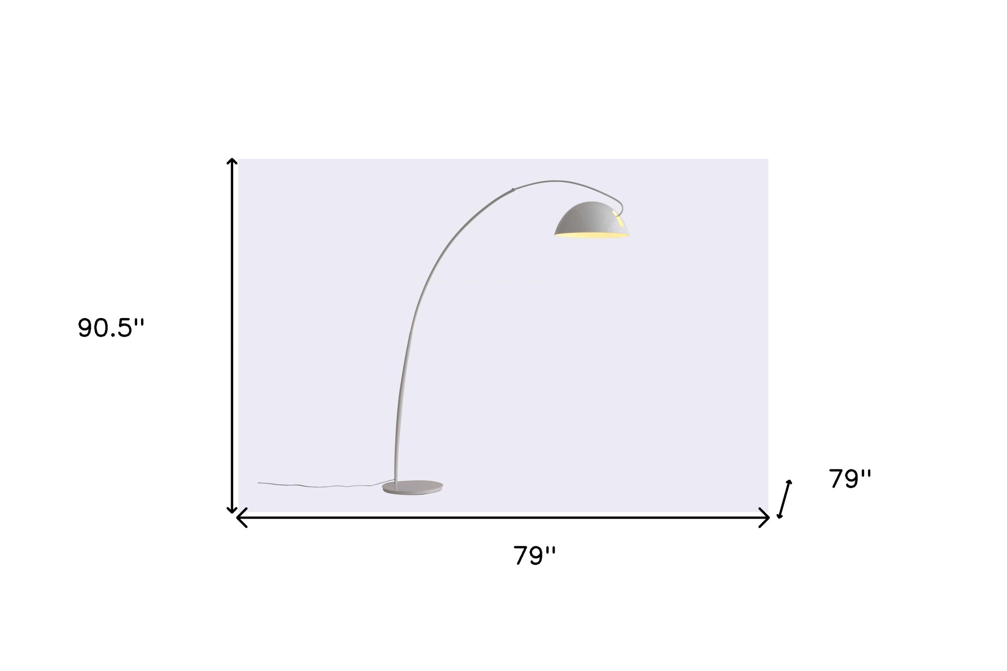91" White Steel Arched With White Metal Shade - Image 6