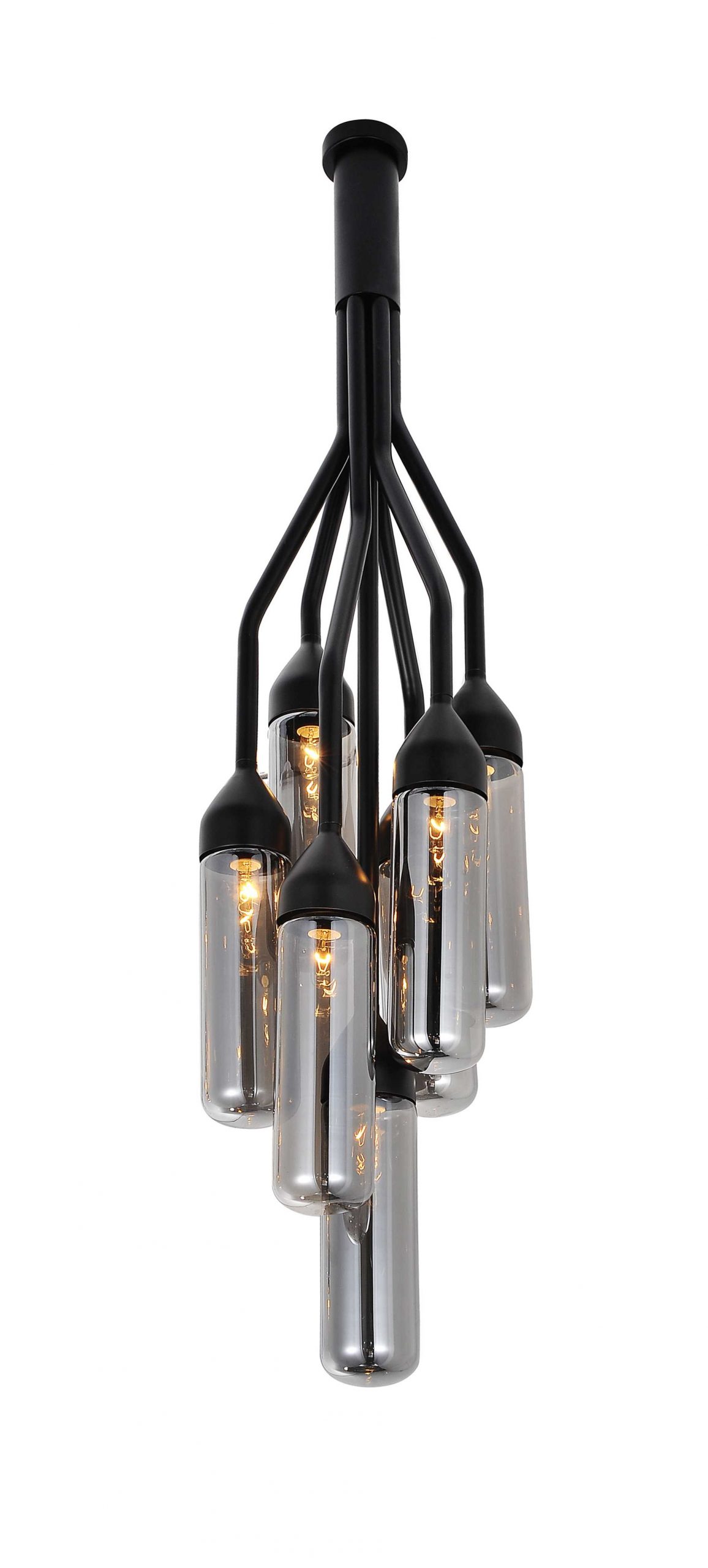 Shaded Empire Six Light Metal and Glass Flush Ceiling Light With Clear Shades - Image 5