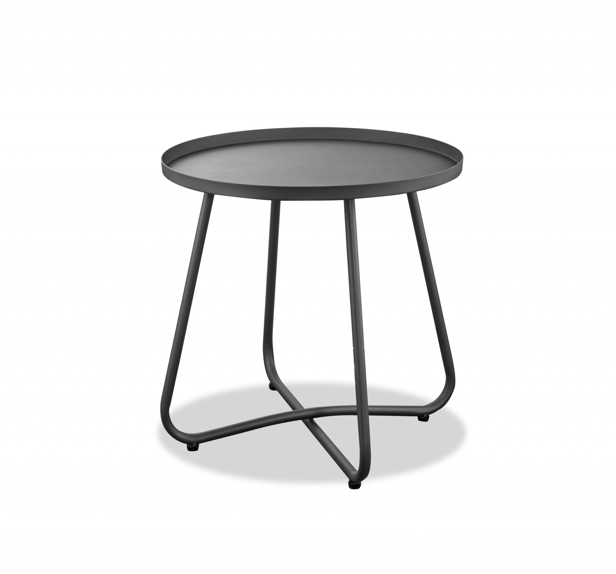 18" Gray Rounded Aluminum Outdoor Side Table - Image 2