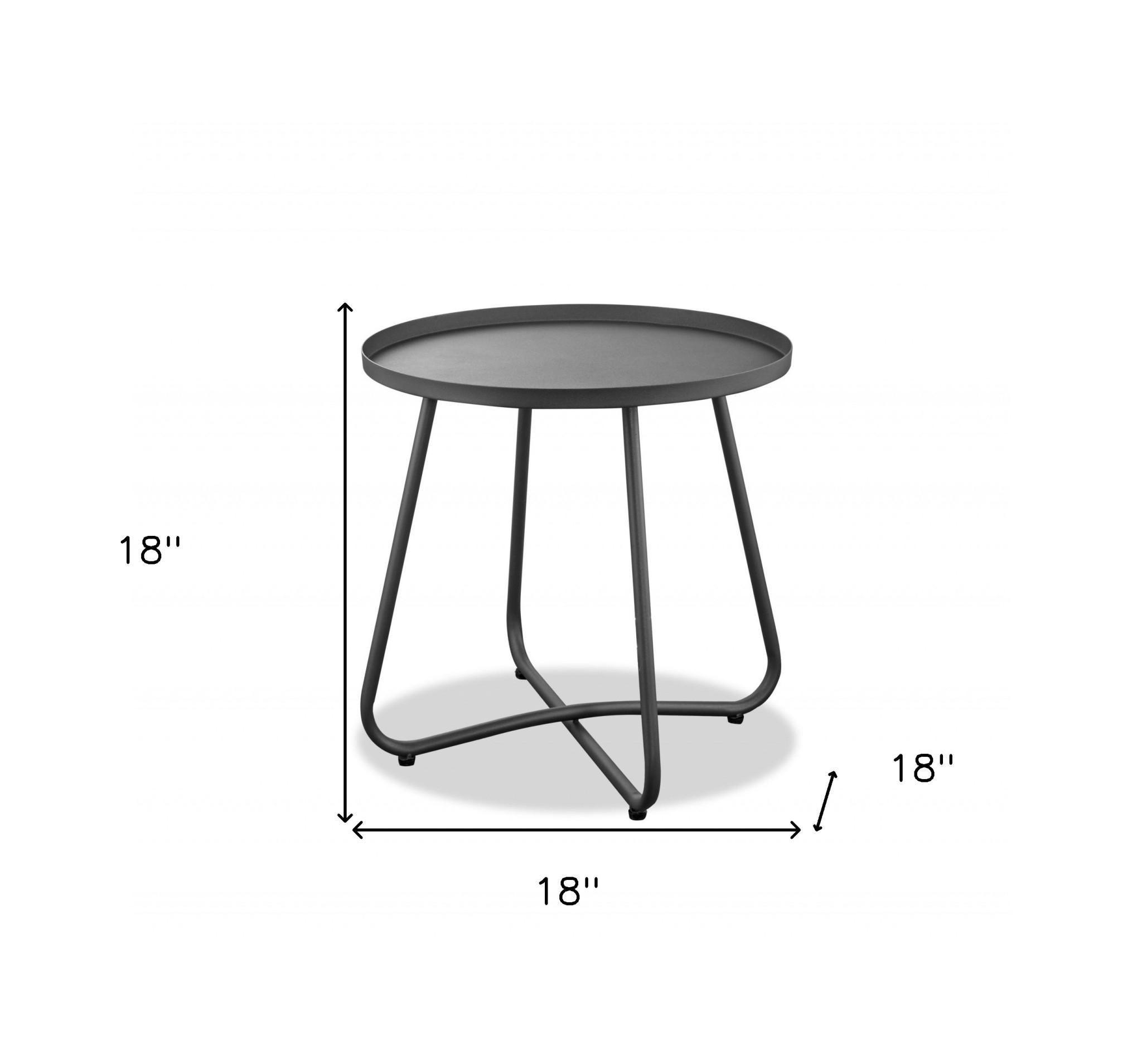 18" Gray Rounded Aluminum Outdoor Side Table - Image 5