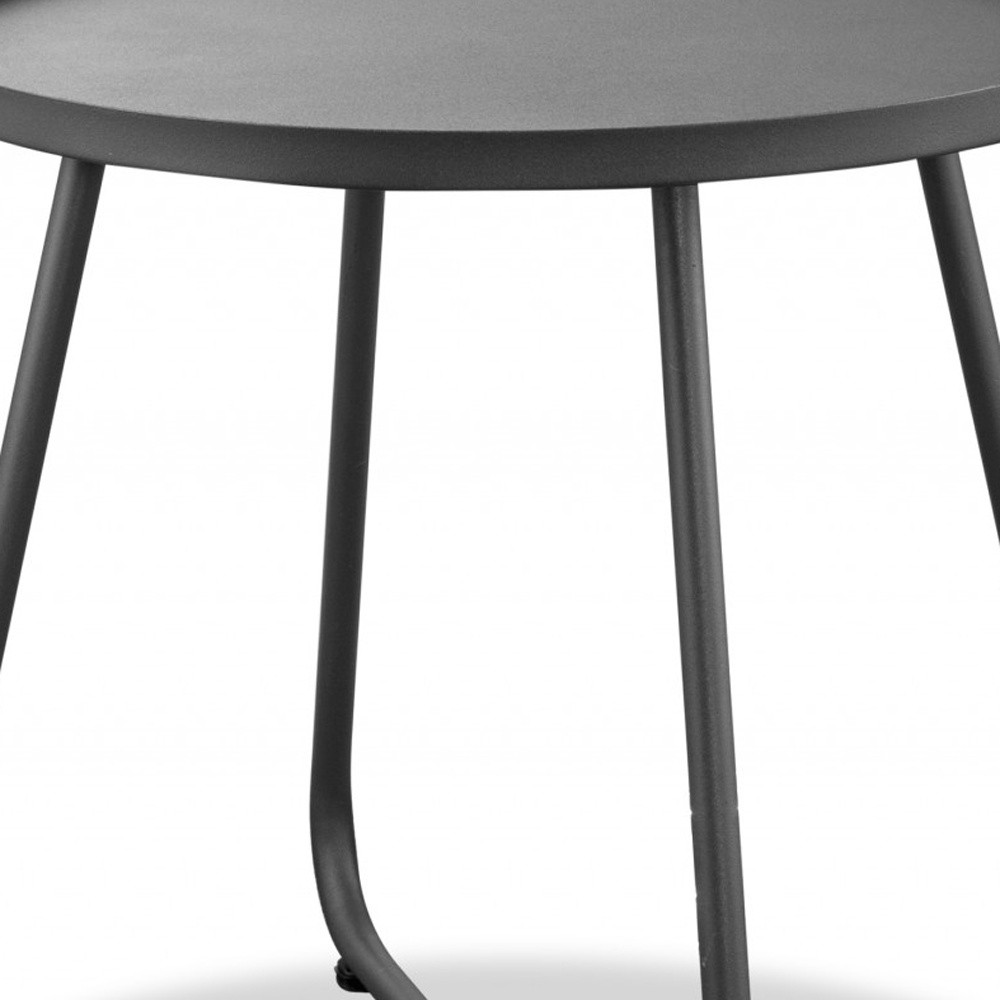 18" Gray Rounded Aluminum Outdoor Side Table - Image 3