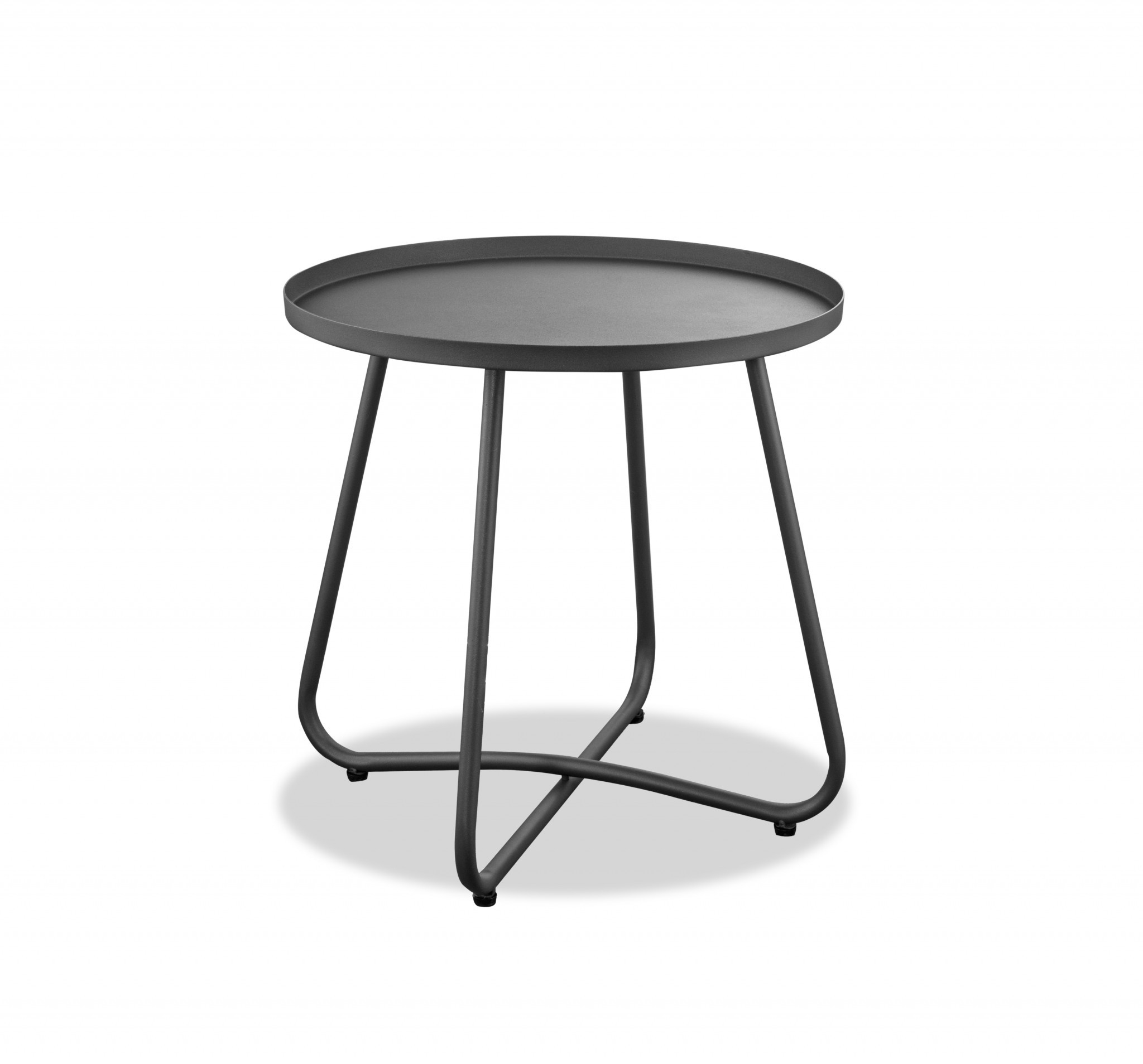 18" Gray Rounded Aluminum Outdoor Side Table - Image 4