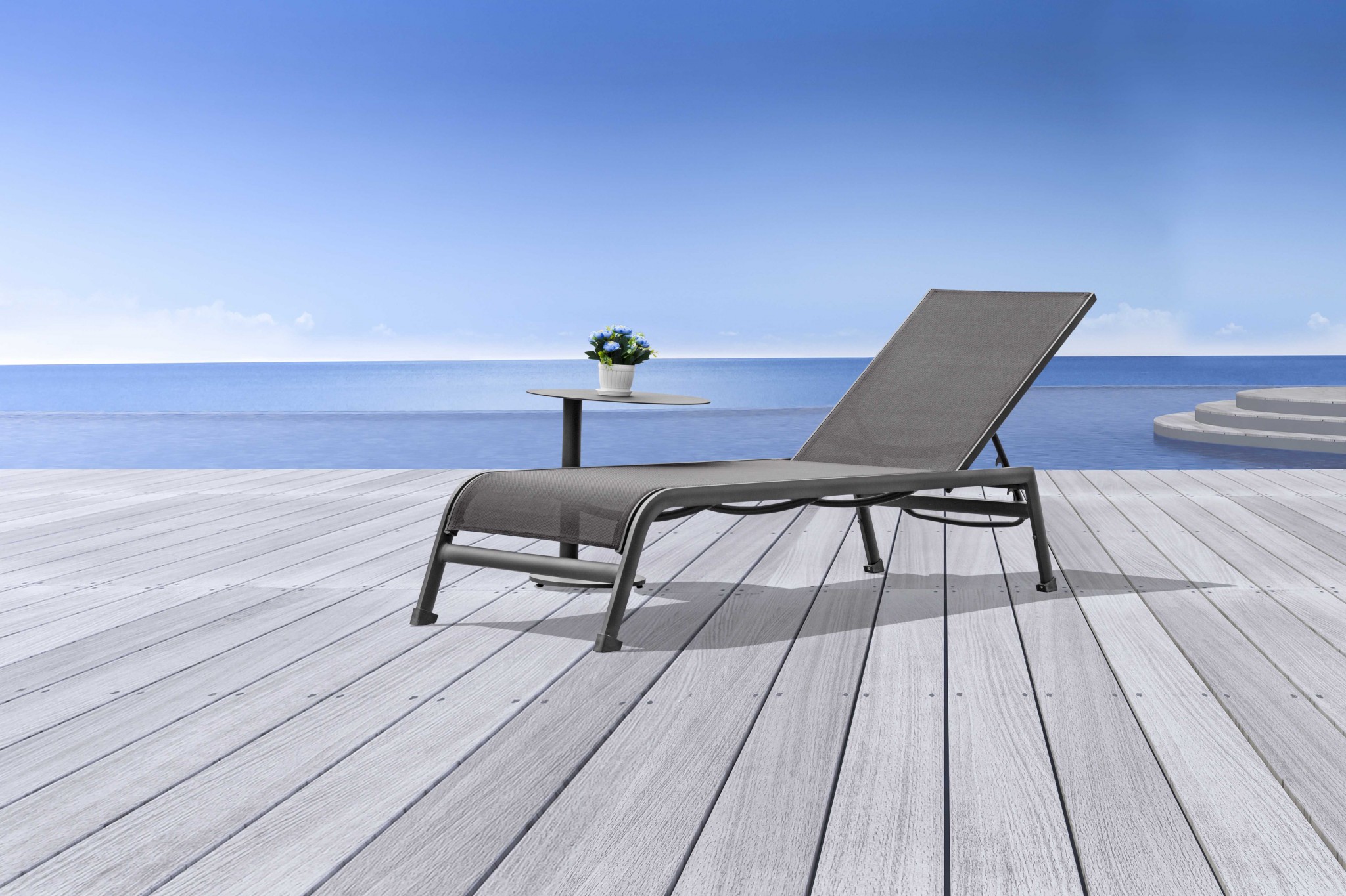 20" Gray Oval Aluminum Outdoor Side Table - Image 6