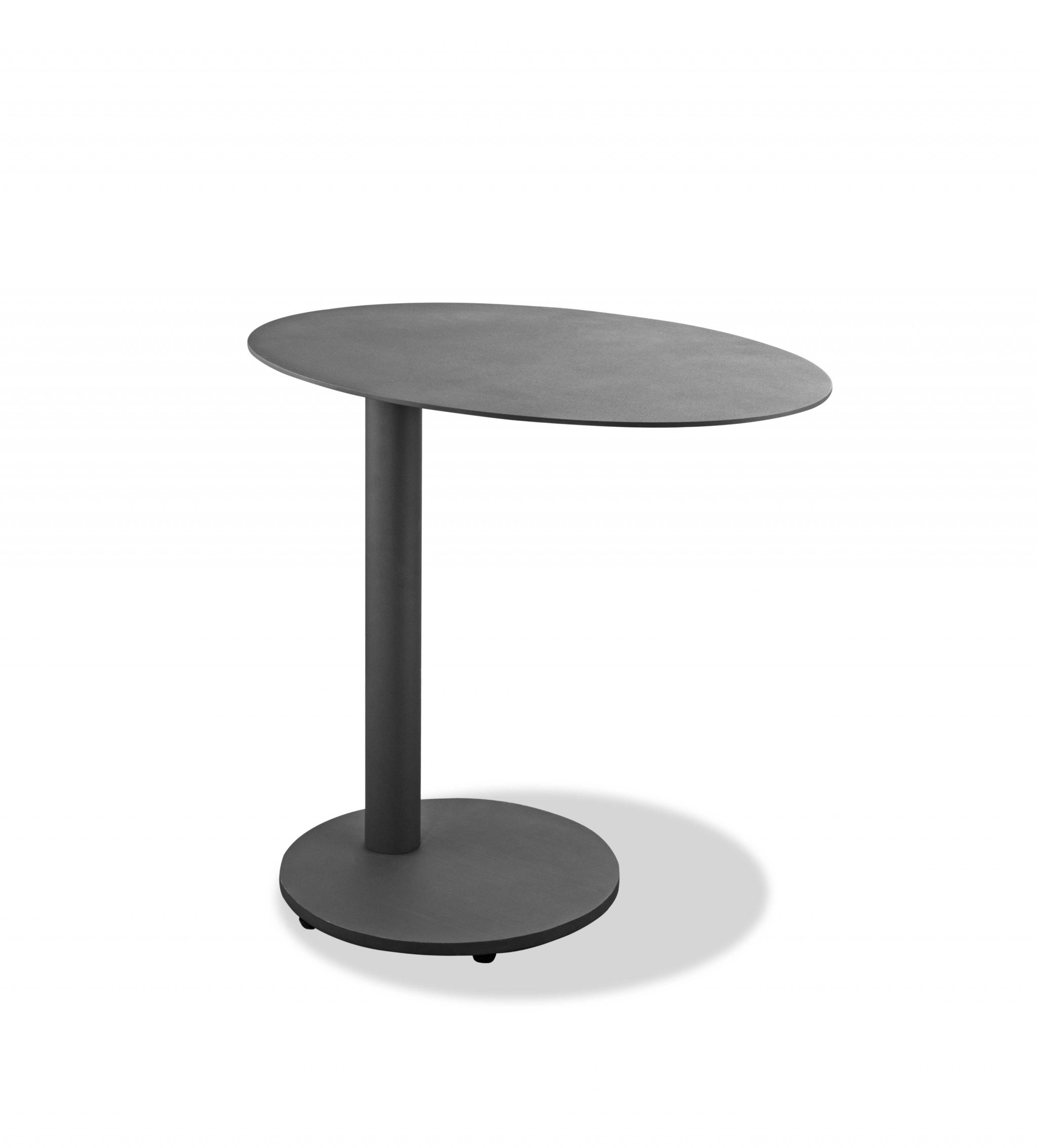 20" Gray Oval Aluminum Outdoor Side Table - Image 5