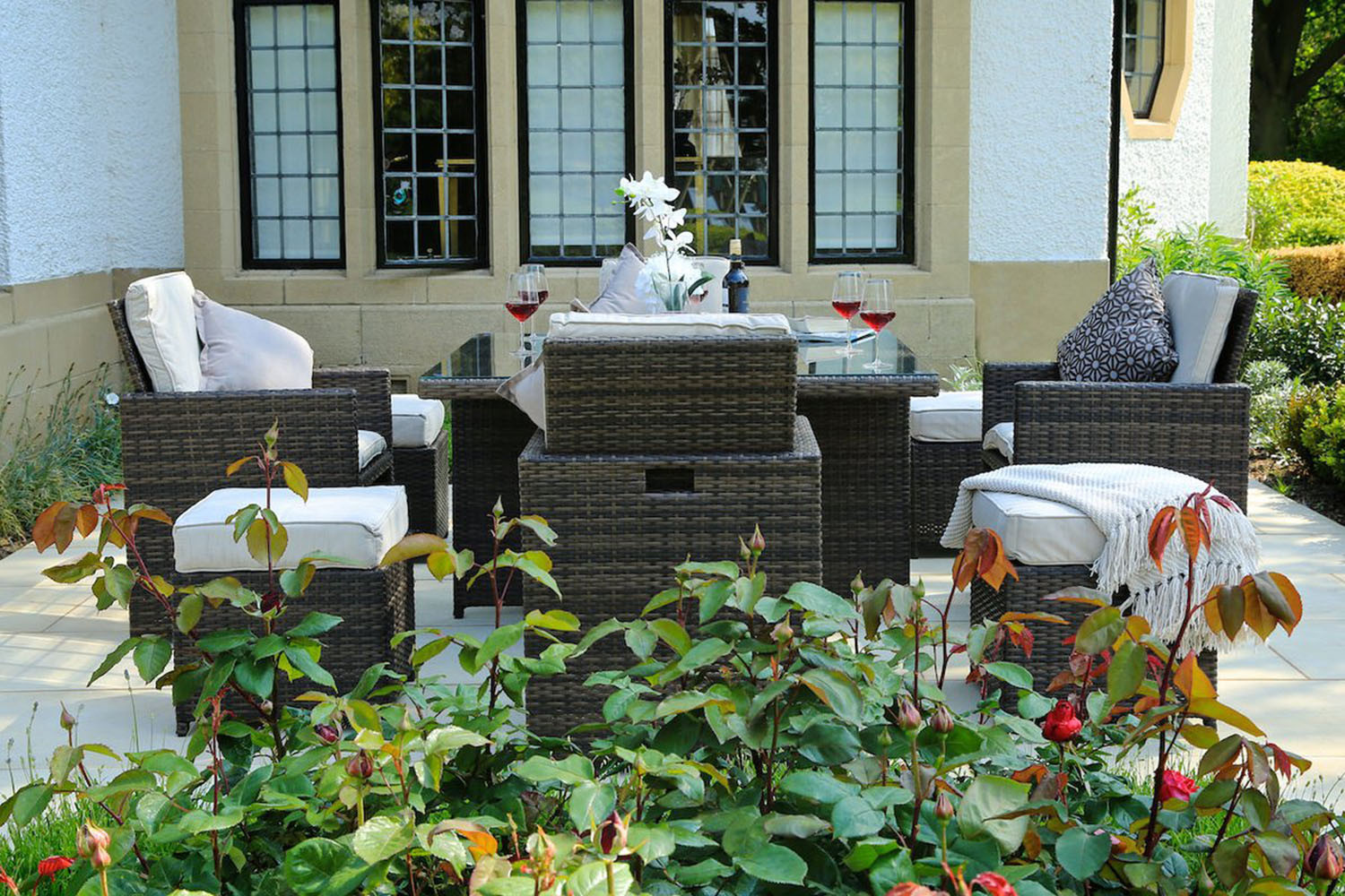 Nine Piece Clear and Gray Glass Dining Set - Image 6