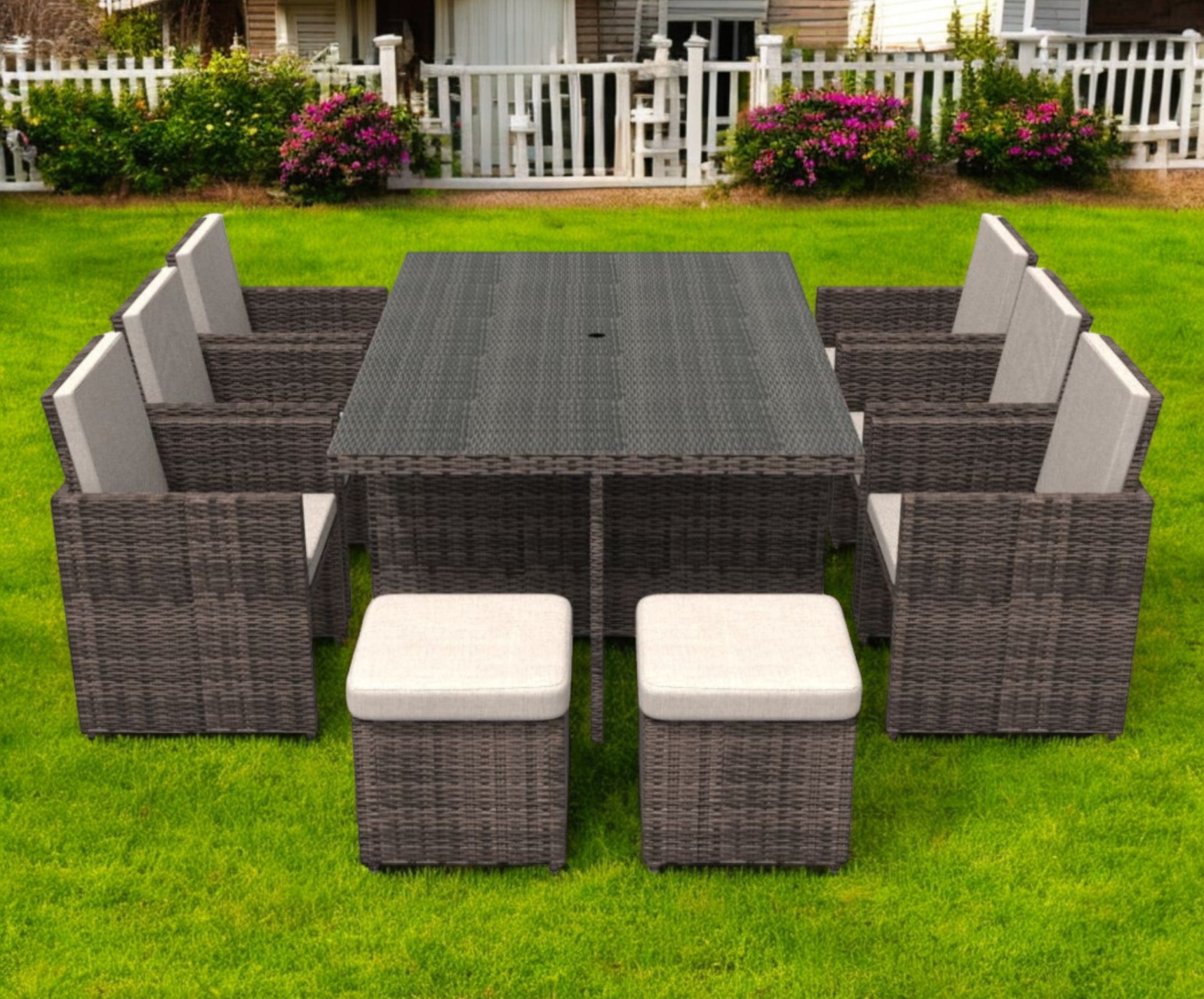 11 Piece Clear and Gray Glass Dining Set - Image 2