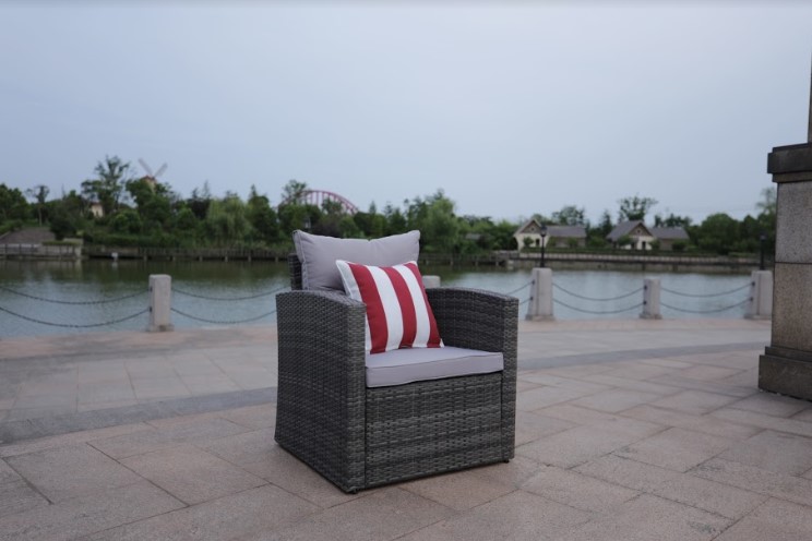 Six Piece Outdoor Brown Metal Sofa Seating Group With Cushions - Image 10