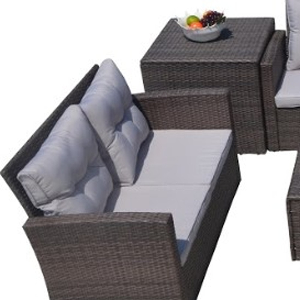 Six Piece Outdoor Brown Metal Sofa Seating Group With Cushions - Image 2