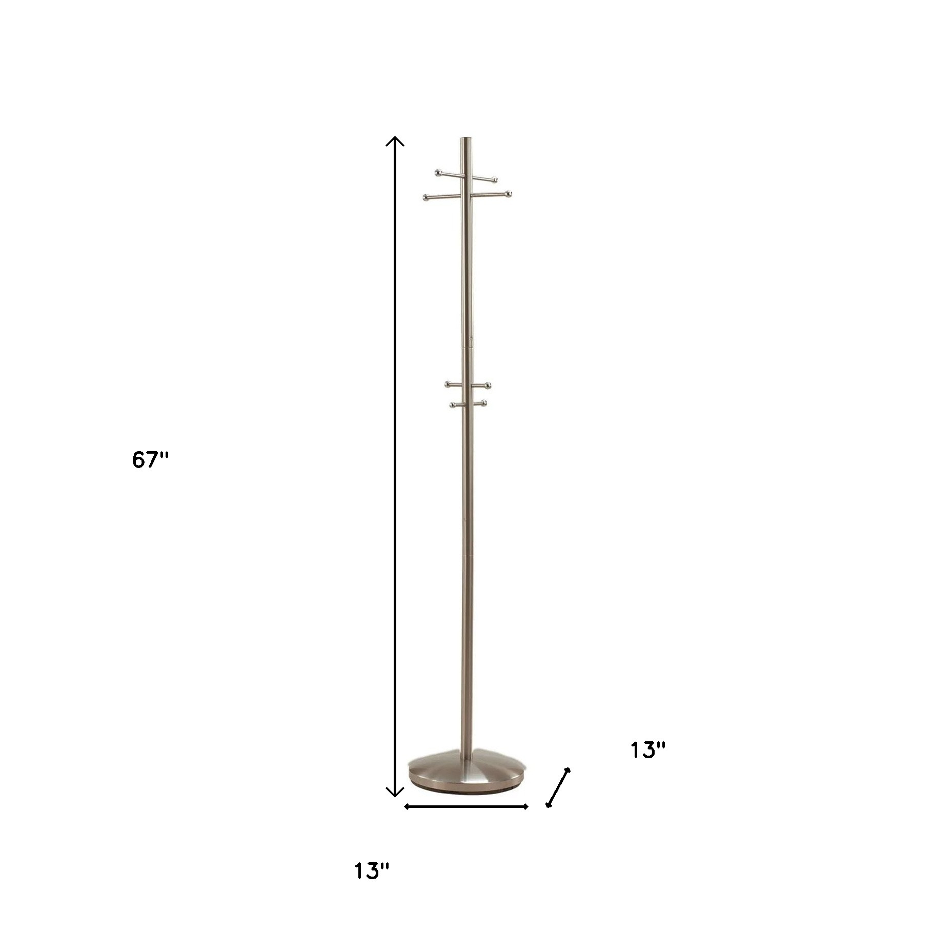 67" Brushed Steel Coat Rack - Image 8
