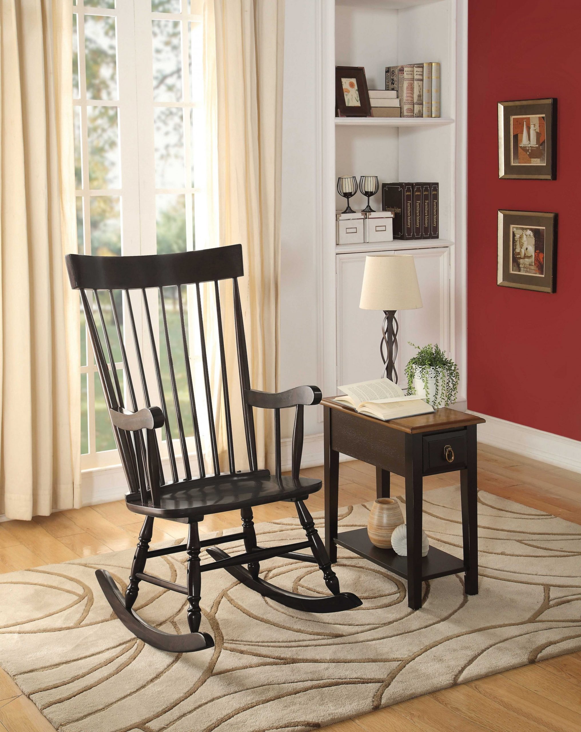 33" X 25" X 45" Black Wood Rocking Chair - Image 7