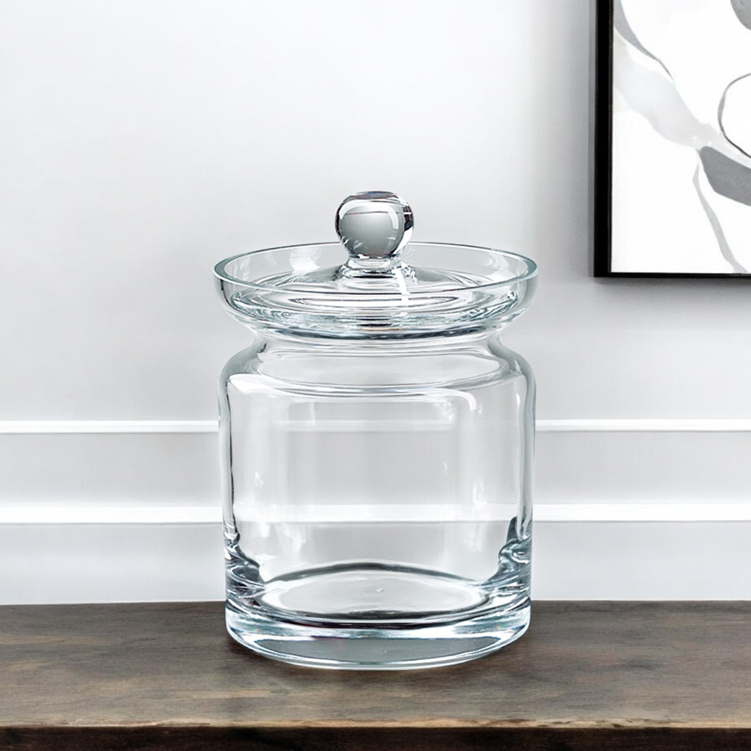 6" Clear Mouth Blown Crystal Biscuit Jar - Image 3