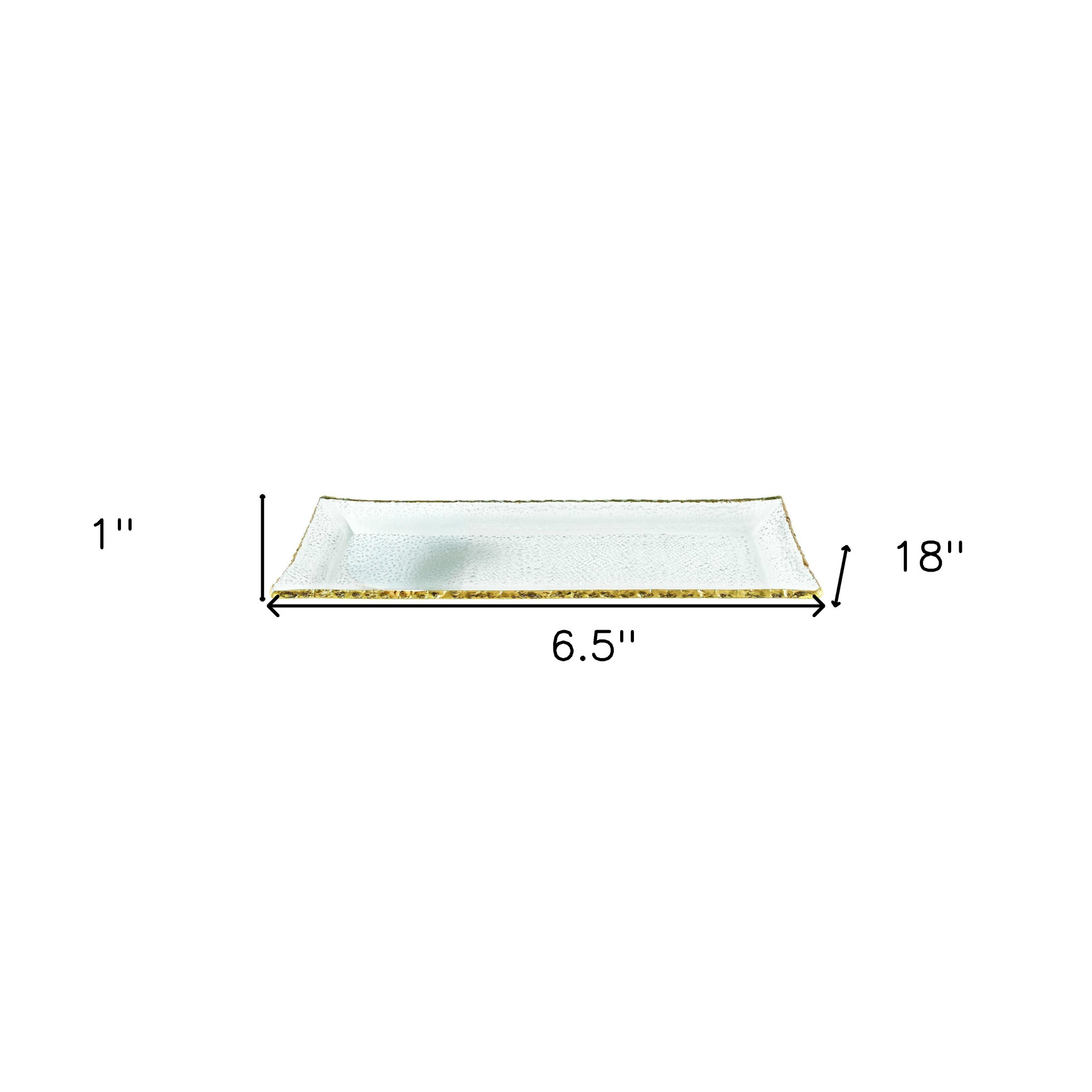 18 Mouth Blown Rectangular Edge Gold Leaf Serving Platter Or Tray - Image 5
