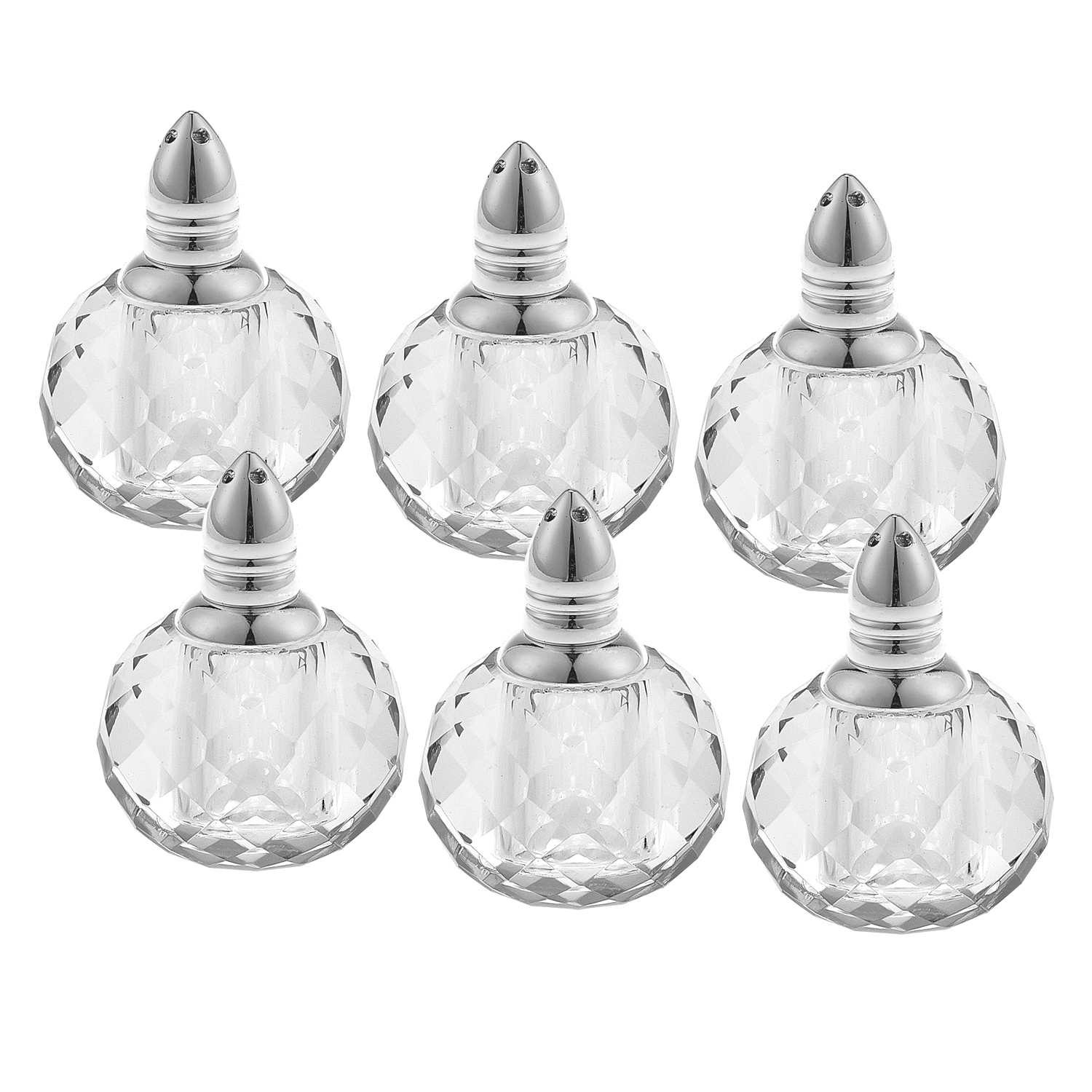 Individual Silver Crystal Zendra Design Salt And Peppers Gift Boxed 6 Pc Set