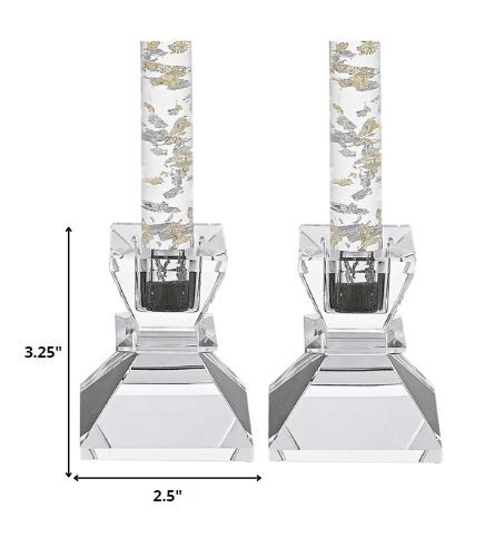 Hand Crafted Crystal Pair Of Handcrafted Candle Holders - Image 6