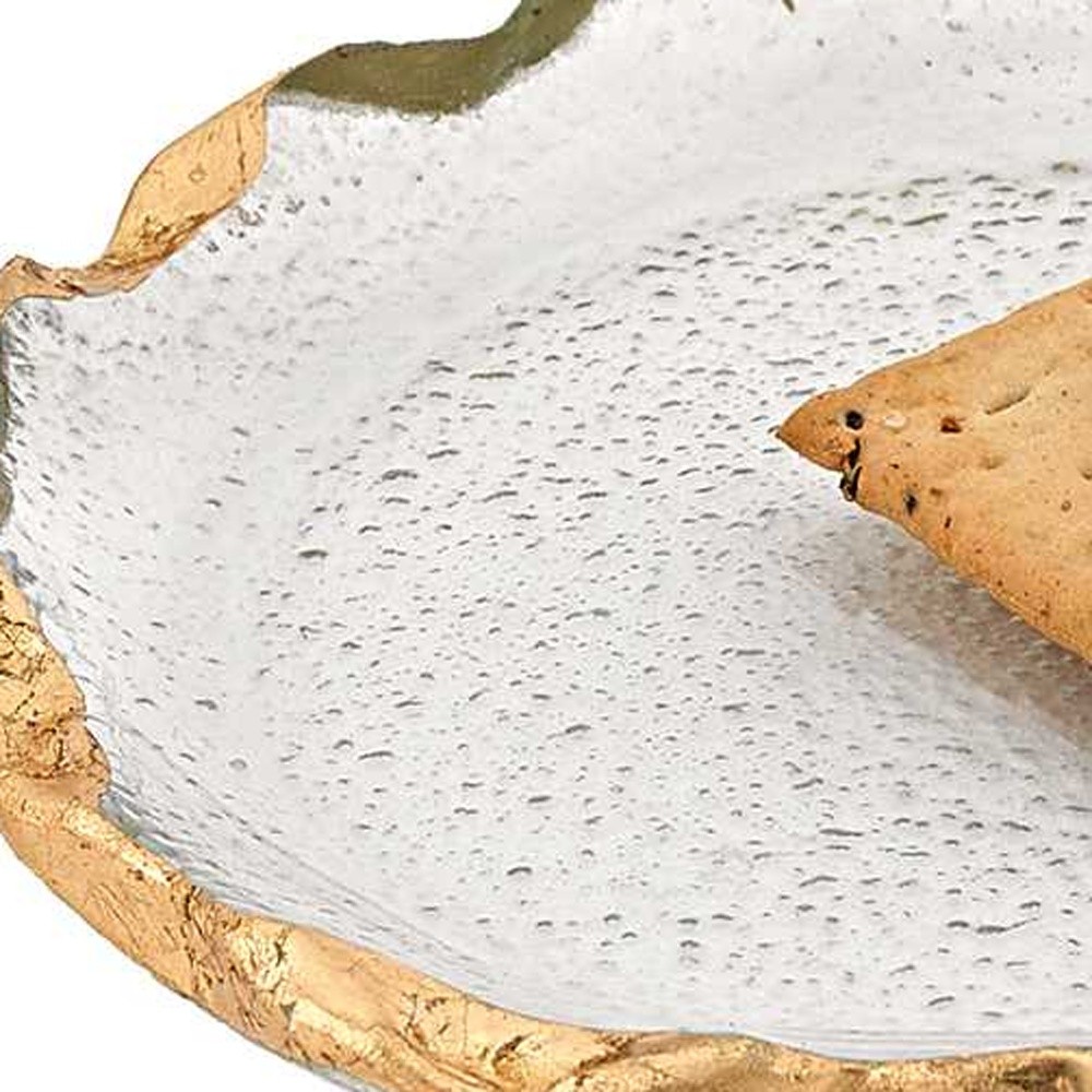 14 Glass Oval Edge Gold Leaf Platter - Image 5