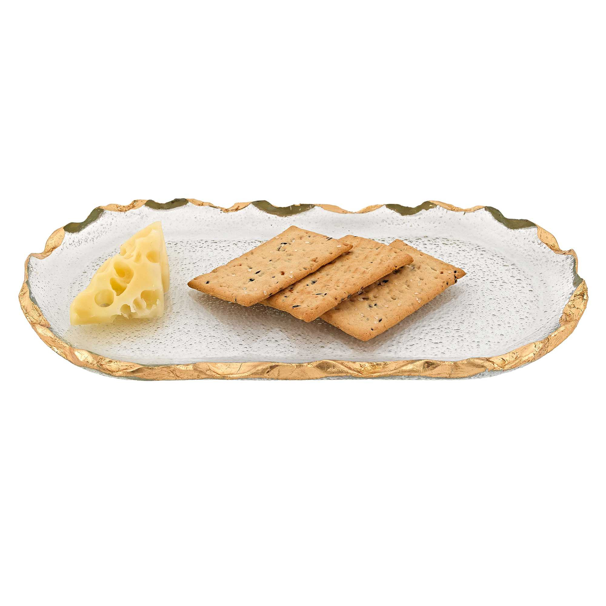 14 Glass Oval Edge Gold Leaf Platter - Image 3