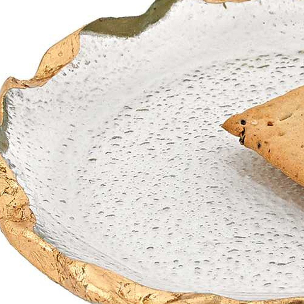 14 Glass Oval Edge Gold Leaf Platter - Image 6