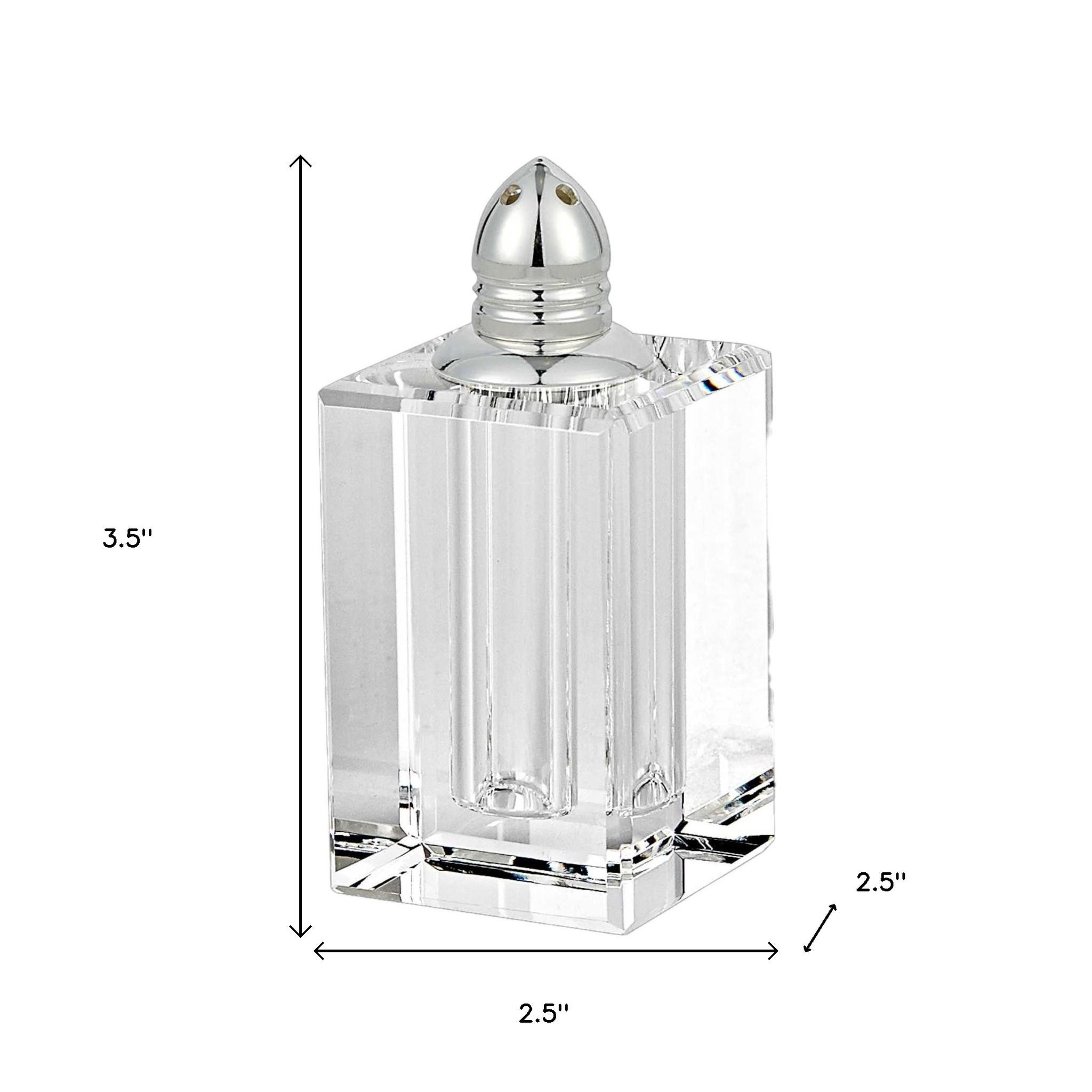 Set of Two Clear And Silver Crystal Pepper Shakers - Image 5