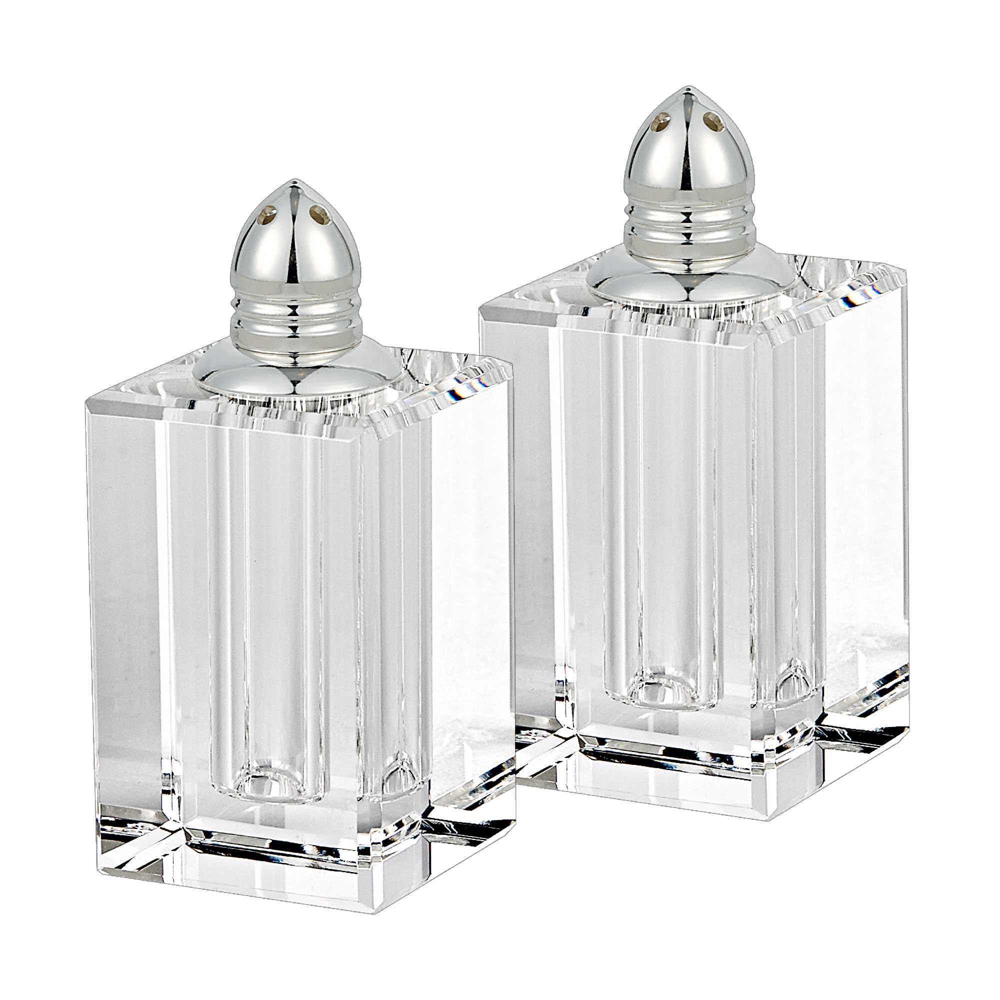 Set of Two Clear And Silver Crystal Pepper Shakers - Image 2