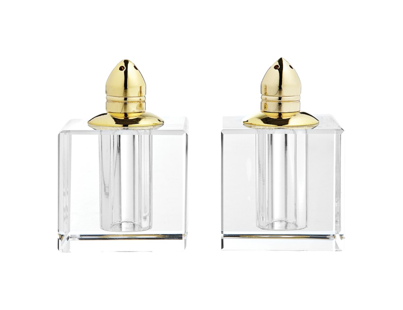 Set of Two Clear And Gold Crystal Pepper Shakers - Image 2
