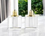 Set of Two Clear And Gold Crystal Pepper Shakers